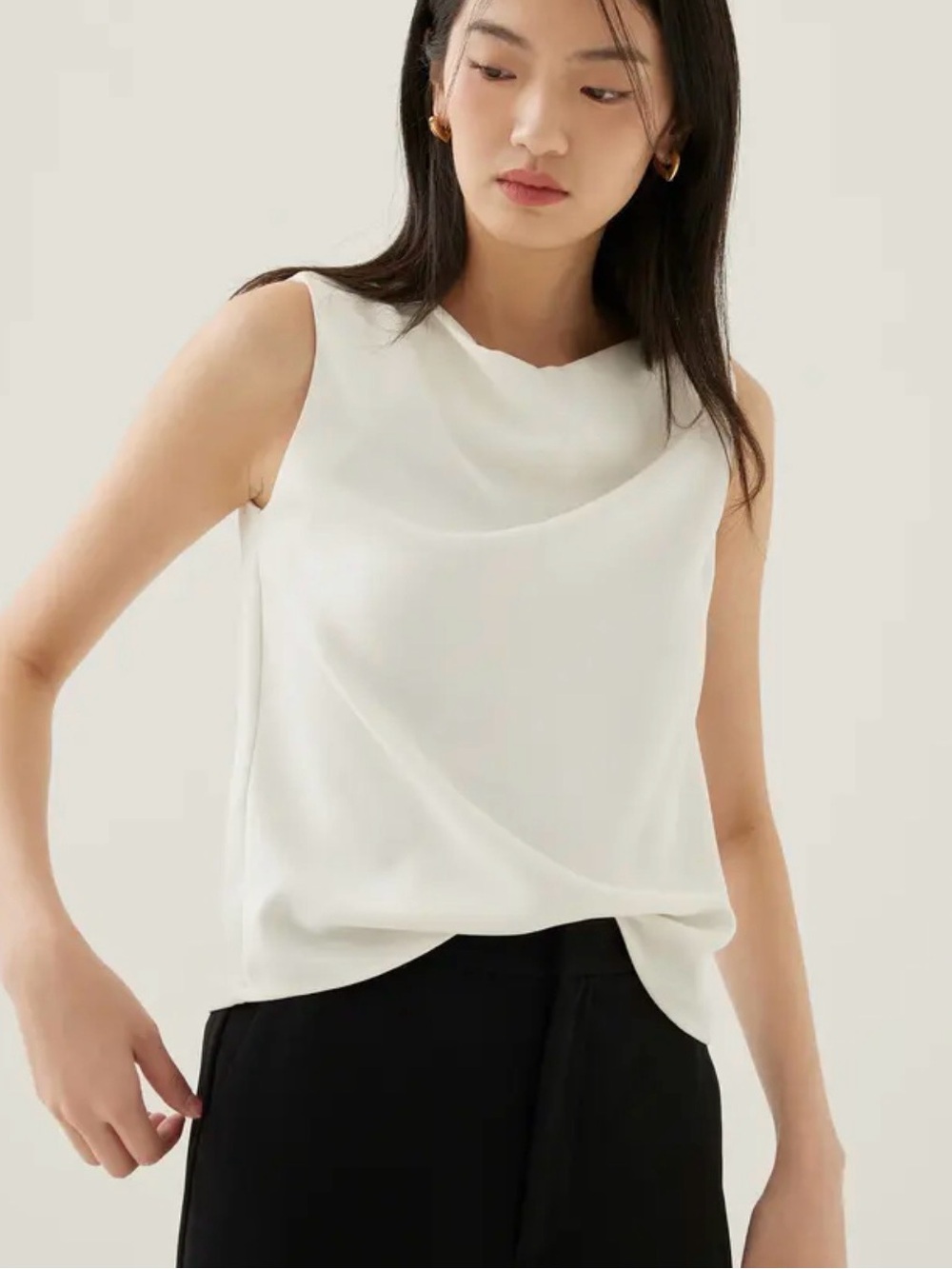 Love Bonito Sleeveless Cowl Neck Tank Top in White - Picture 3 of 5